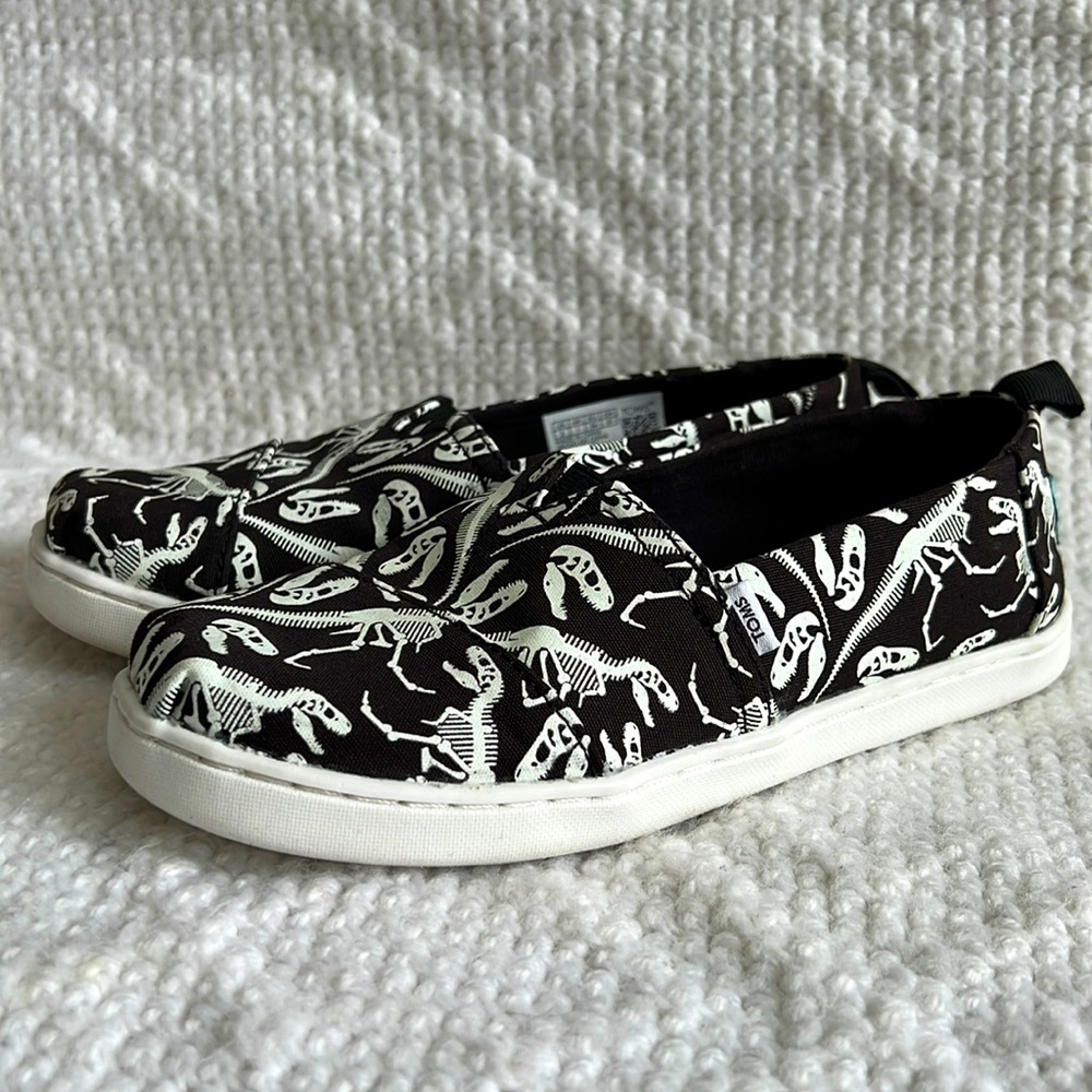 TOMS glow in the dark YOUTH dinosaur shoes Y2